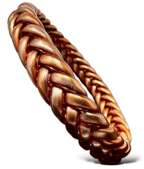 Yvelise Bracelet tressé femme - Jonc bouddhiste - Marron doré - 33
