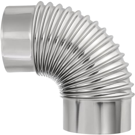 PATIKIL 90 Degree Stove Pipe, 1Pcs 4.72 Inch Elbow Stainless Steel Chimney Flue Extension for Outdoor Camping Tent Wood Stove Accessories Vent Exhaust, 8.66 Inch Length