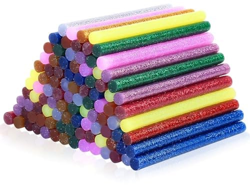 100 Pz Stick di Colla a Caldo Colorati 7mm, Multicolori Colla a Caldo Bastoncini per Pistola Colla a Caldo Ricariche, 7 mm x 100 mm Colla a Caldo Bastoni per Lavori Fai Da Te (10 Colori)