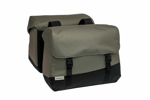 New Looxs Oslo Joli Double 39 L - Doppeltasche - Fahrradtasche für Gepäckträger - E-Bikes Geeignet - Doppelte Fahrradtasche - Recyceltem Polyester - Schwarz Grün