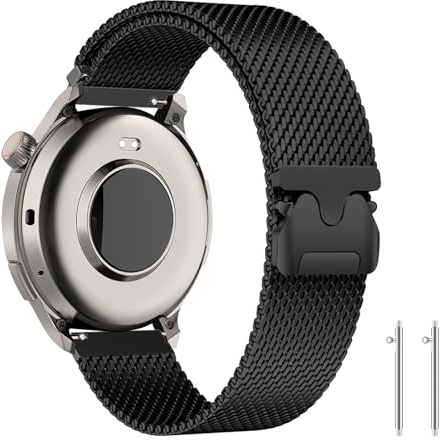 PaceBid 22mm Armband für Amazfit Balance 3/2/Ultra, Bip 6/Bip5/Bip Max | Milanese Mesh Loop Metall Gewebte Edelstahl Magnetisch Ersatzband Verstellbarer Uhrenarmband für Amazfit Balance - Schwarz
