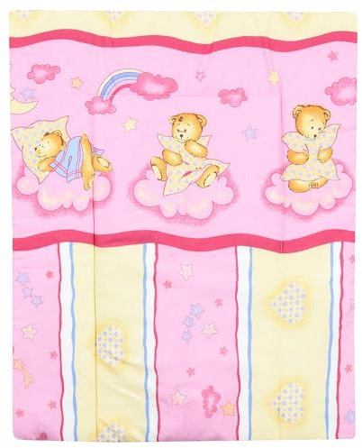 Baby Delux Wickelauflage Wickelunterlage 60x75 cm 75x70 cm weiche Wickeltischauflage Baumwolle wasserdicht waschbar (Kuschelbär rosa, 60x75)