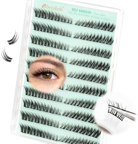Fox Eye Cluster Lashes Auto AdhéSifs 240pcs Self Adhesive Eyelashes Kit Extension Cils C Curl Faux Cils Individuel Cluster Lashes 12mm by Obeyalash (Fox Eye ZK08)