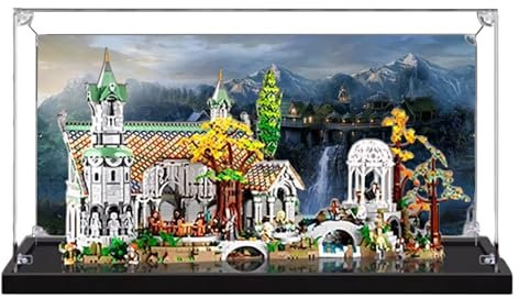 Acryl-Vitrine für Lego 10316 Rivendell Castle Modell, 3 mm staubdichte Schaukasten, Vitrine kompatibel mit Lego 10316 (Modell nicht im Lieferumfang enthalten) (Hintergrund A)