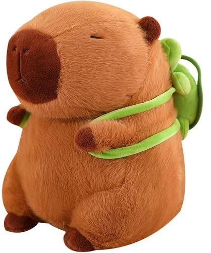 EASY SPEED Capibara Peluche (32 cm), Peluche Capibara para Niños, Carpincho con Mochila de Tortuga, Almohada Kapybara, Regalos de Cumpleaños para Niños y Niñas