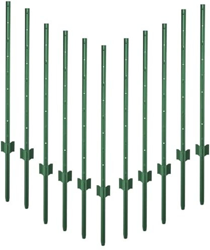 Garmix Metall Pfosten Zaunpfosten Zaunpfahl für Gartenzaun 145cm Grün 11 Stück