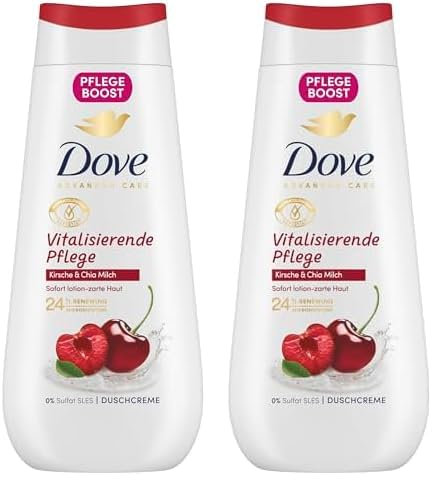 Dove Advanced Care Duschcreme Vitalisierende Pflege mit 24h Renewing MicroMoisture für sofort lotion-zarte Haut 225 ml (Packung mit 2)
