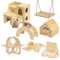 Bafeil Lot de 7 jouets en bois pour hamster, cochon d'Inde, lapins, hamsters syriens et nains, comprend maison, balançoire, pont, balançoire, tunnel, jouet à mâcher et bol de nourriture