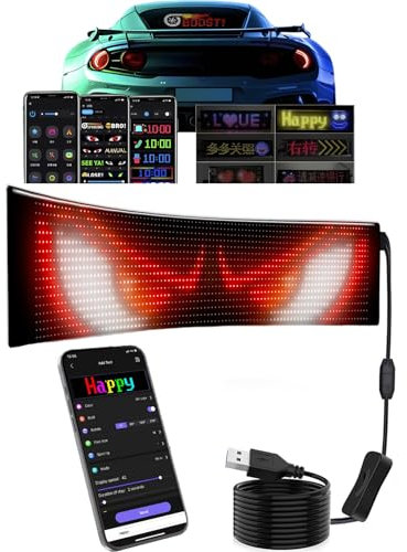 Devil Eyes Light für Autos, 5.1 x 4 Vollfarb Programmierbares LED Schild, Flexible Benutzerdefinierte Textmuster Animation LED Anzeige für Autogeschäfte Dekor