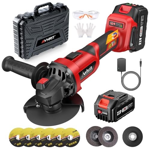 Avhrit Smerigliatrice angolare a batteria da 125 mm, 21V senza spazzole con 1 batteria da 4000 mAh, flex a batteria da con dischi da taglio per metalli Taglio
