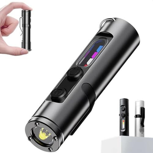 Mini LED Camping Flashlight - Hat Clip, Magnetic Tactical - Workshops, Camping & Emergencies (Black, (Type B) Broken Glass + Cigarette Lighter