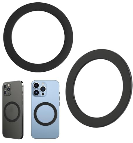 Magnet Ring Aufkleber für MagSafe, 2 Stück Magnetring Handyhülle | Selbstklebender Metallringe Universal Metallplatte Wireless Magnetisches Ladegerät für iPhone 17 16 15 Samsung Google Pixel