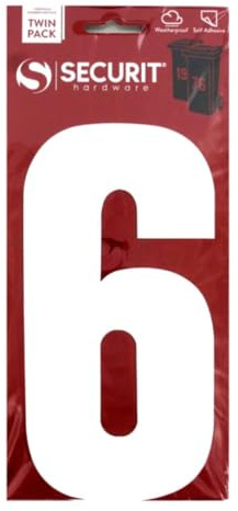 DECK INN ® 2 X Wheelie Bin Numbers 17cm 2/Pk - 6 Wheelie Bin/Dust bin/Dustbin Number Stickers