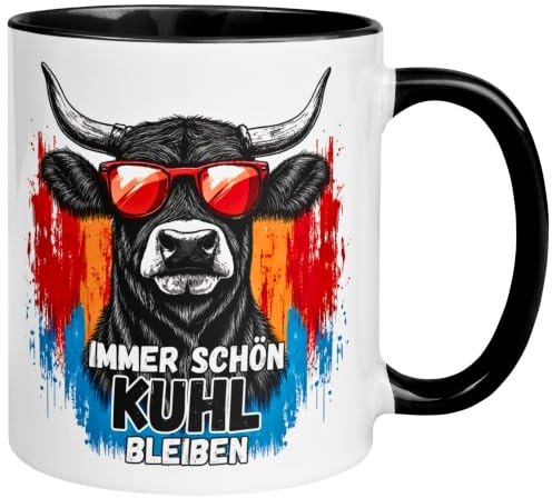 Landwirt Geschenk Tasse | Immer schön kuhl bleiben | Lustiger Kuh Becher | Bauer Bäuerin Landwirtin | Geschenkidee Kühe Bauernhof Landleben Stall