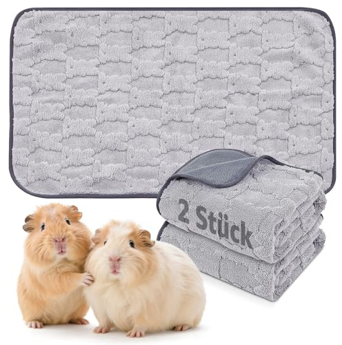 Waschbare Pipipads für Meerschweinchen, Kaninchen,2er Kleintiere Pipi Matte | 120x60 cm Rutschfeste und Saugstarke Urinierunterlagen für Hamster, Perfekt für Käfig, Auto & Sofa