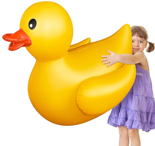 Skylety 1 Pack 4 Feet Giant Inflatable Duck Huge Rubber Duck Large Blow up Pool Float for Summer Beach Swimming Pool Carnival Birthday Party Parade Decoration (Yellow)