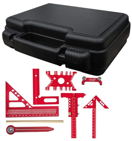 Construction Square: 9 Piece Carpenter Kit With Ruler And , Scratch Off Square | Suitable For Outdoor Garage Floors, Carpentry And Construction Industry.