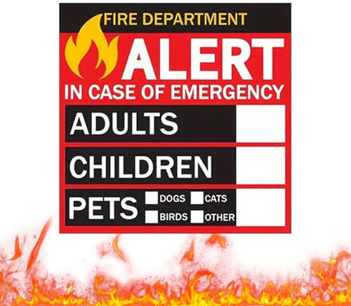 Feuerwarnaufkleber für Haustiere, Alarm, Hausschild, für Feuerwehr, Tür, Auto