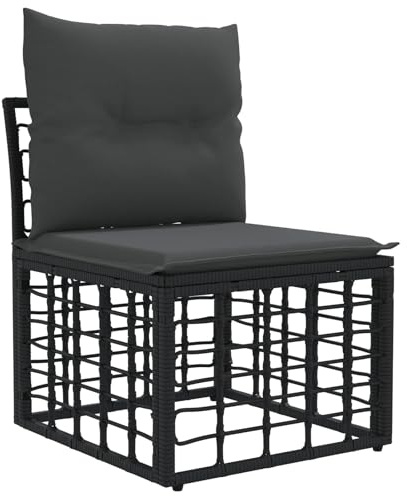 vidaXL Modulares Outdoor-Sofa ohne Armlehnen Schwarz Poly-Rattan, Rustikales, wetterfestes Sofa-Set für die Terrasse, Flexibles Lounge-Mobiliar, wandelbares Design