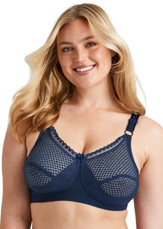 Miss Mary of Sweden Cotton Dots gemusterter, bügelloser BH, der hervorragenden Halt bietet 100G Schwarz