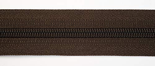 Jajasio Endlosreißverschluss mit Zipper 3mm (Nonlock), 5 Meter, Reißverschluss endlos Auswahl aus 40 Farben/Farbe: 85 – braun