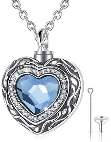 CELESTIA Donna Collana Urna, Cuore Ciondoli per Porta Cenere Umani Cane Gatti, Commemorativo Gioielli Argento Sterline 925
