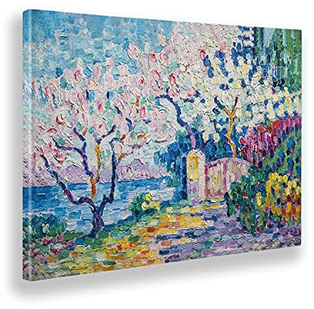 Giallobus - Gemälde - Paul Signac - Blühende Mandelbäume - Leinwand - 100x70 - Bereit zum Aufhängen - Moderne Gemälde für zu Hause