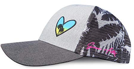 Grace Folly Strand-Trucker-Hüte für Damen, Snapback-Baseballkappe für den Sommer, Herz mit Blumendruck, Einheitsgröße