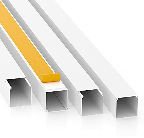 Kabelkanal Selbstklebend Pro mit Schaumklebeband, Kabelschacht 10m 40x40mm - 5x2m, White - Weiß