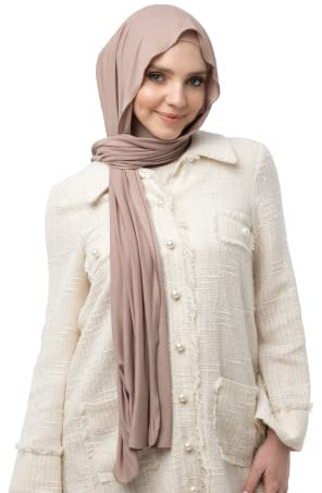 SWANISTANBUL 'Signature Soft' Jersey Hijab | Buttery-Soft Stretch Head & Neck Scarf, Non-Slip & Breathable | Lightweight Full Coverage Headwrap for Elegant Everyday Wear - Nude