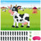 Morcheiong Pin The Tail on The Cow Partyspiel mit 48 Schwänzen für Bauernhof-Party-Dekorationen, Kindergeburtstagsparty, Gastgeschenke, Western-Partyzubehör