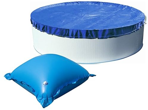 EVOLUTION Abdeckplane mit 10 Luftkissen Set Rund 450/460cm Blau Übermaß Pool Überwinterung