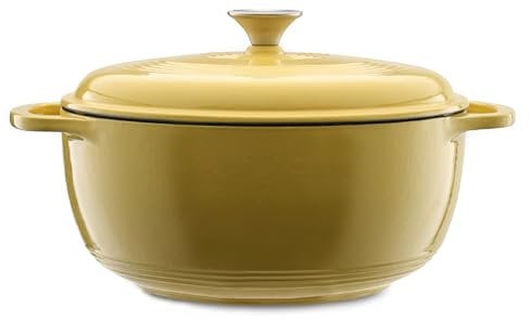 Mercer Culinary Schmortopf aus emailliertem Gusseisen, rund, 6 l, Kanarienvogel
