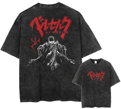 westtrend Anime T Shirts Berserk Graphics T Shirt Men Cotton Short Sleeve Unisex Vintage Washed T-Shirts Summer Oversized Streetwear