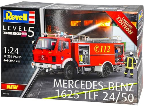 Mercedes-B 1625 TLF 24/50 Feuerwehr 07516 Bausatz Kit 1/24 Revell Modell Auto mit individiuellem Wunschkennzeichen