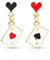Poker Karten Herzen Pik Asse Ohrringe, Asymmetrisch Frauen Earrings Herzkönigin-Ohrhänger Lange Pokerchip-Ohrringe mit Uhr Spielkarten Ohrhänger für Frauen Karnevalsthema-Accessoires