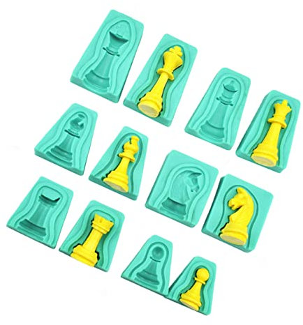 Garneck 12stücke Teiliges Schach Silikon Fondant Backform Kreative Gießform Schachfiguren Für Kuchen Pralinen Und Schokolade Flexible Langlebige Silikonformen Mit Antihaft-Beschichtung