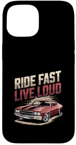 Hülle für iPhone 15 Ride Fast Live Loud Oldtimer-Muscle-Car