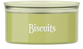 Guzzini - Barattolo ovale salvafreschezza con scritta 'Biscuits' (Verde)