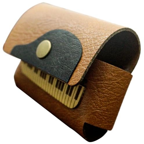 Leather Earbud Holder, Earphone Case, Portable Protective Earphone Storage Bag with Key Chain for Charging Cables and Accessories, Travel or Daily Use, 3.15x2.36 Inches