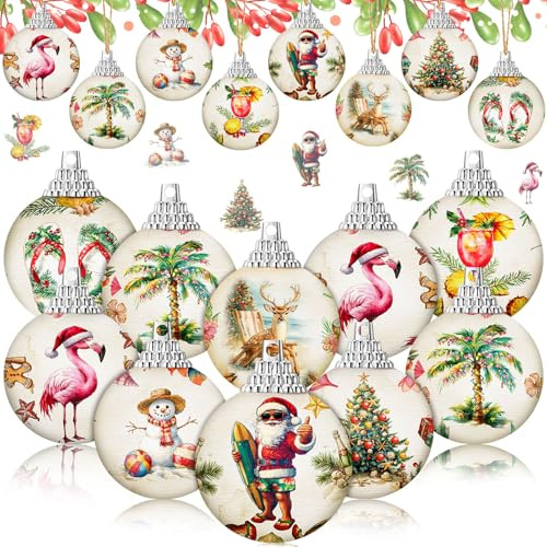 Outus 16 decorazioni natalizie per albero di luglio, decorazioni da appendere per albero di Natale a luglio, decorazione tropicale per feste Luau, bomboniere hawaiane