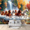 WHUOEUCO Papier Peint Arbres Cascades Animaux Chevaux 200x140 cm Papier Peint Panoramique Effet 3D, Peinture Murale intissé Grande, pour Moderne Salon Chambre TV Fond