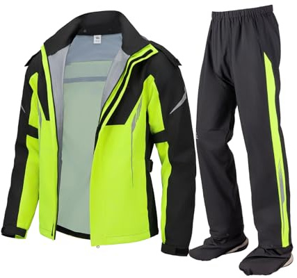 KEMIMOTO Regenanzug für Herren & Damen, wasserdichter Regenmantel, Atmungsaktiv Winddicht Regenbekleidung Regenjacke für Camping, Wandern, Reisen, Radfahren