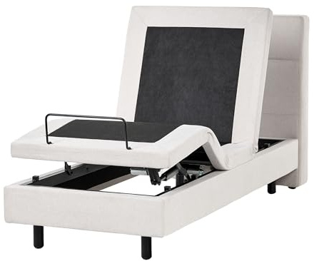 Beliani Polsterbett elektrisch verstellbar Hellbeige 90x200 cm mit Fernbedienung Viceroy