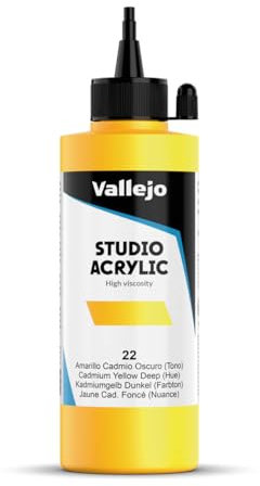 Vallejo ACRYLIC STUDIO, PINTURA ACRÍLICA, 200ML, AMARILLO CADMIO OSCURO (TONO), Nº 22