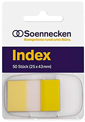 Soennecken Haftstreifen Index, gelb, 50 Bl., 50 Streifen im Spender