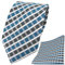 TigerTie Designer Krawatte Designer Einstecktuch in türkis grau silber weiss gestreift