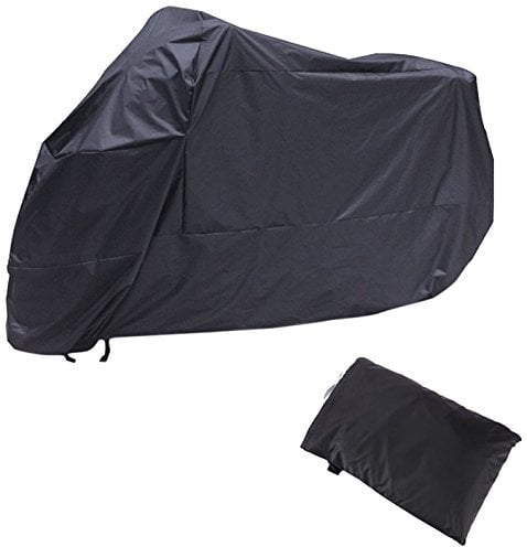 AKORD Motorcycle Waterproof Uv Protective Cover with Storage Bag, Black, Size XL