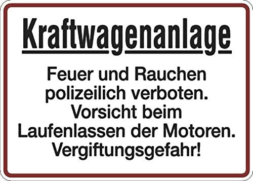 LEMAX® Hinweisschild, Kraftwagenanlage Rauchen verboten, 250 x 350 mm Alu geprägt 0 350x250mm