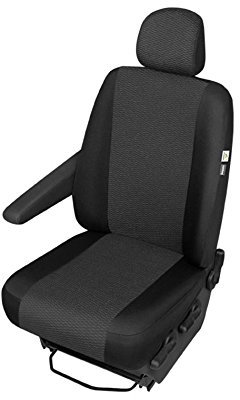 pitshop24 Sitzbezug Sitzschoner für den Fahrersitz maßgeschneidert kompatibel mit FIAT Talento Einzelsitzbezug Sitzschoner Sitzbezug Stoff in Schwarz